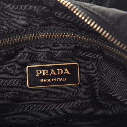 Prada Tessuto Nylon Calfskin Hobo Black 6 of 10
