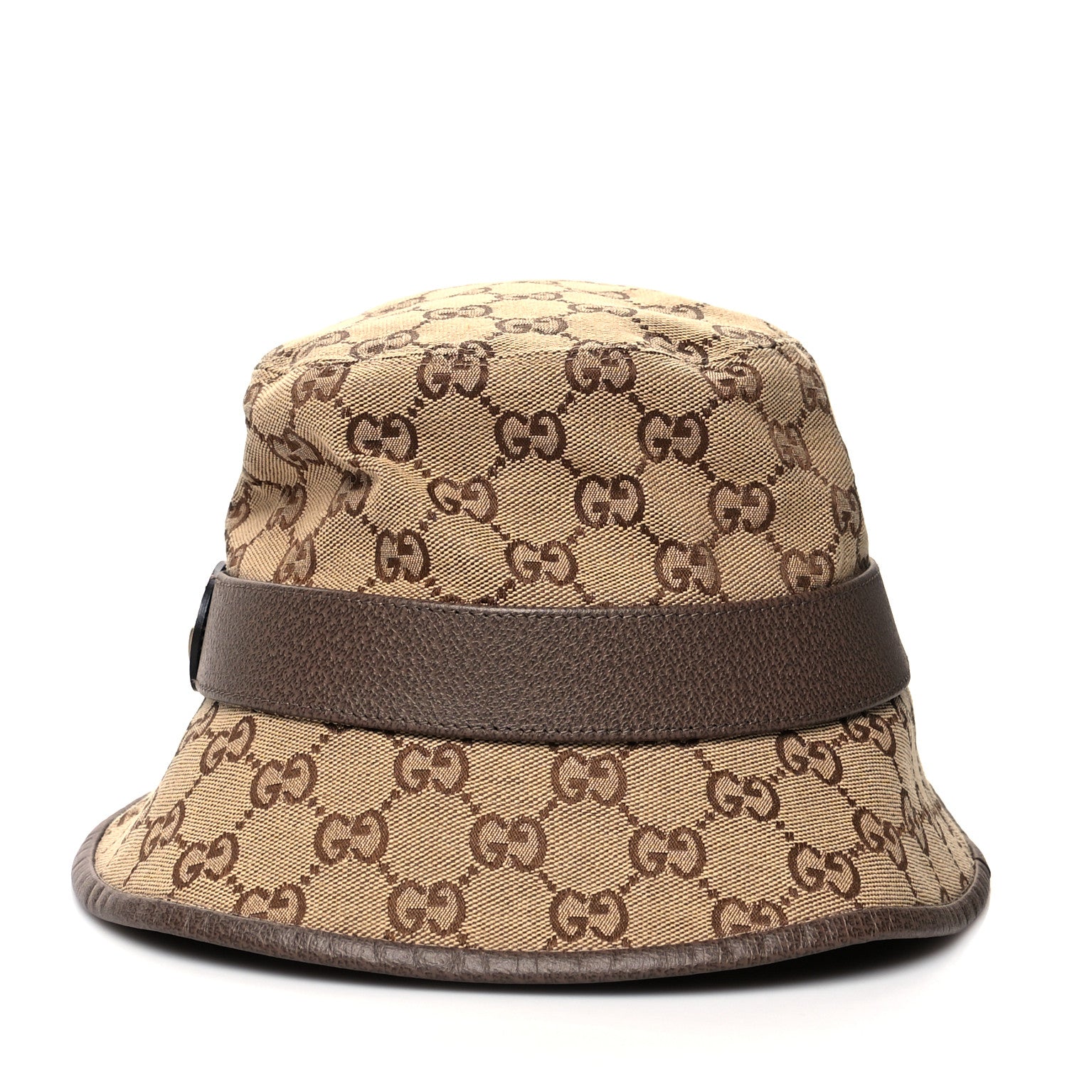 Gucci Monogram Textured Dollar Calfskin GG Jago Bucket Hat M Cacao Beige 4 of 8