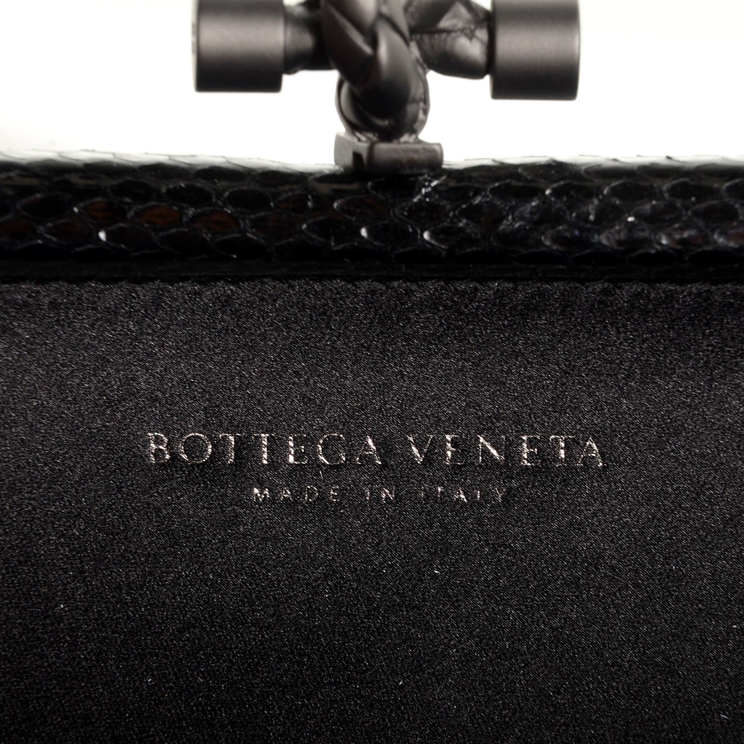 Bottega Veneta Satin Ayers Intreccio Impero Stretch Knot Clutch Black 6 of 6