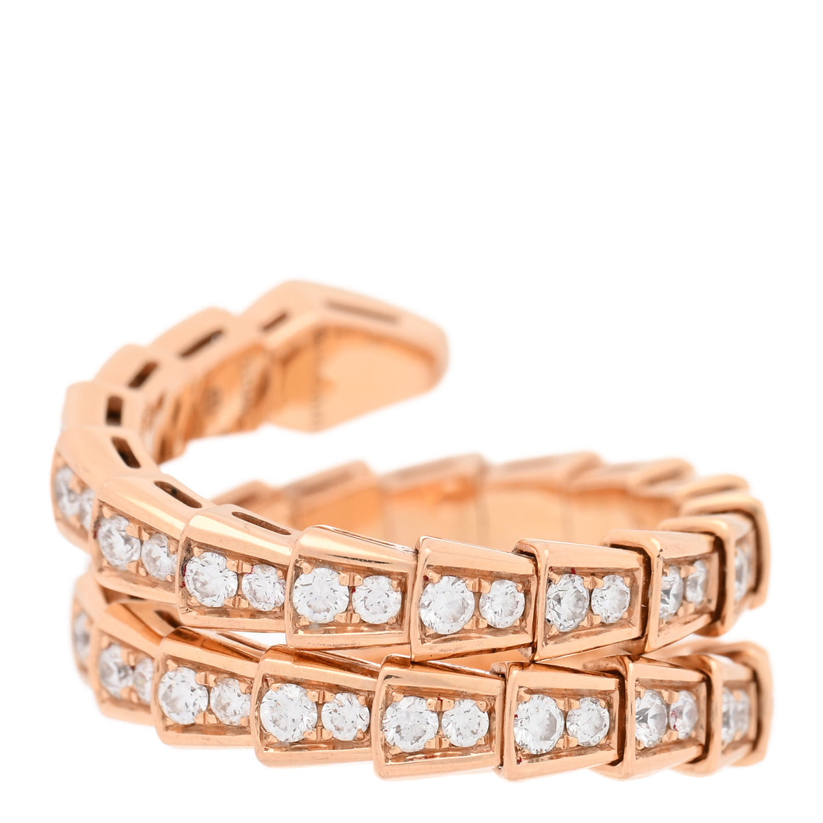 Bulgari 18K Rose Gold Diamond Serpenti Viper Pave Wrap Ring M 3 of 5