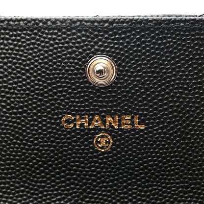 Chanel Shiny Caviar Quilted Strass CC Flap Card Holder Black 6 of 9