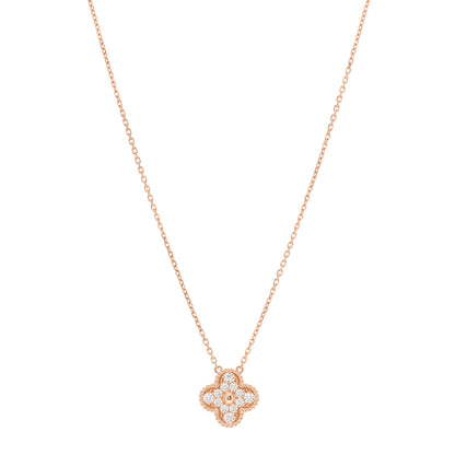 Van Cleef & Arpels 18K Rose Gold Diamond Vintage Alhambra Pendant Necklace 1 of 6