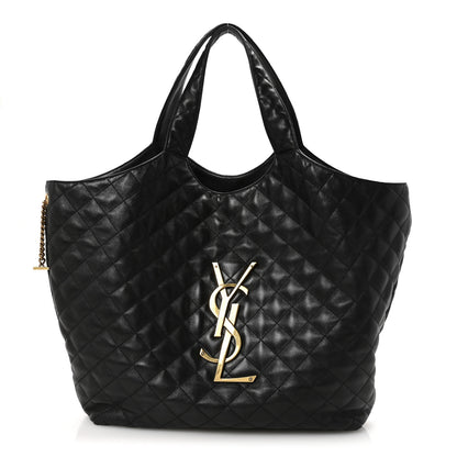 Saint Laurent Lambskin Quilted Maxi Icare Shopping Tote Black 1 of 9