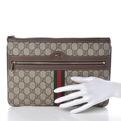 Gucci GG Supreme Monogram Large Ophidia Pouch Clutch Brown 2 of 8