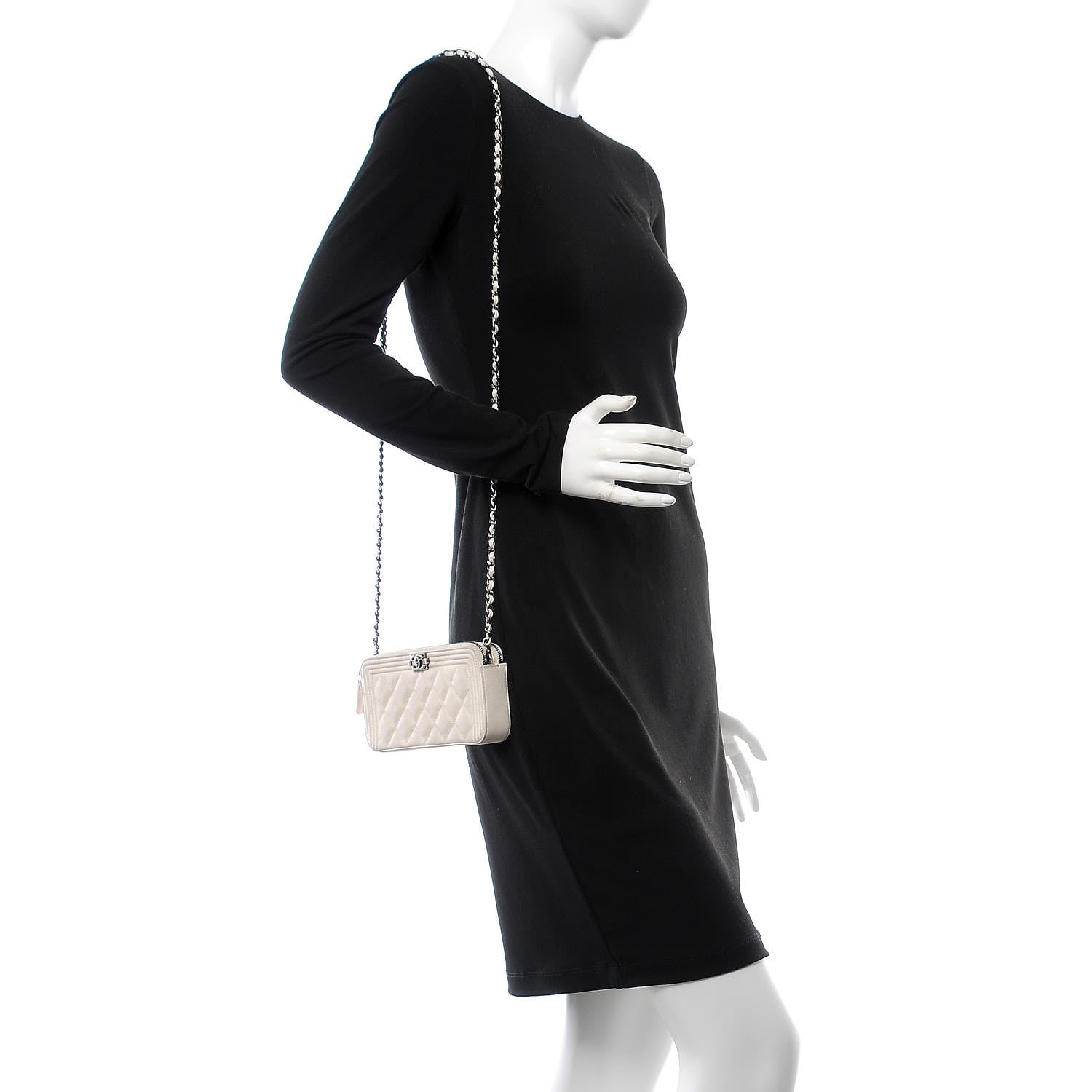 Chanel Caviar Quilted Small Boy Clutch With Chain Ivory 2 of 14