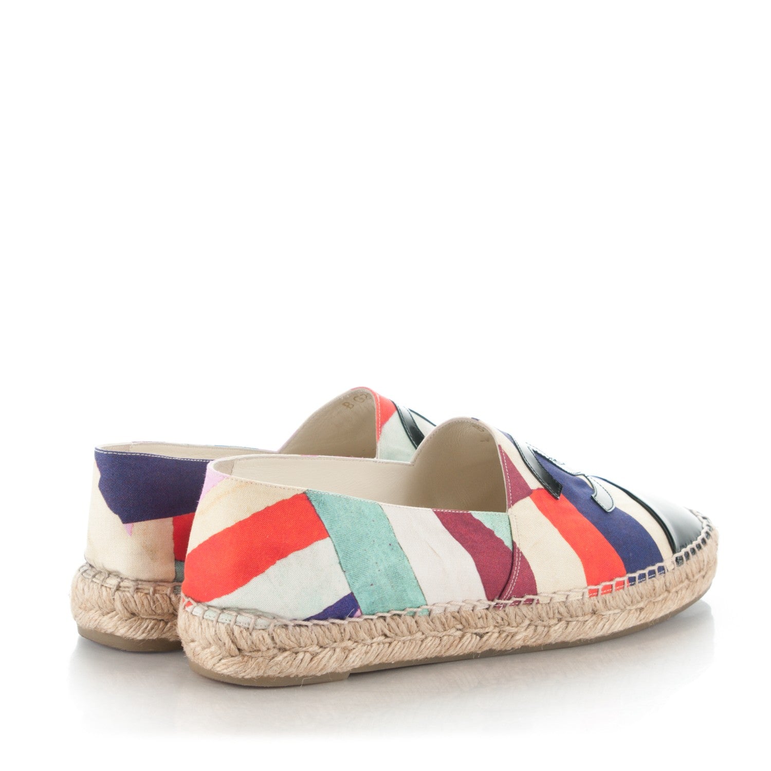Chanel Fabric Striped Patent CC Espadrilles 40 Multicolor Black 4 of 8