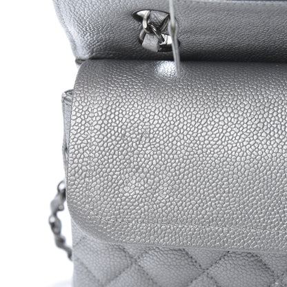 Chanel Metallic Caviar Quilted Medium Double Flap Silver 11 of 12