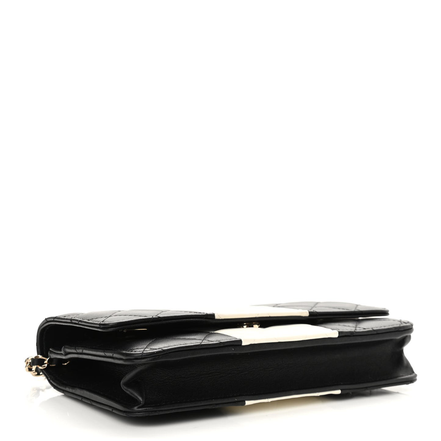 Lambskin Quilted Wallet On Chain WOC White Black