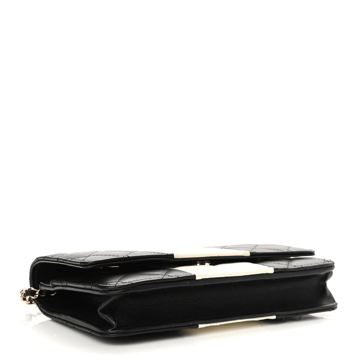 Chanel Lambskin Quilted Wallet On Chain WOC White Black 4 of 16