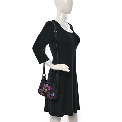 Versace Satin Crystal Embellished La Medusa Mini Hobo Bag Black Multicolor 2 of 8