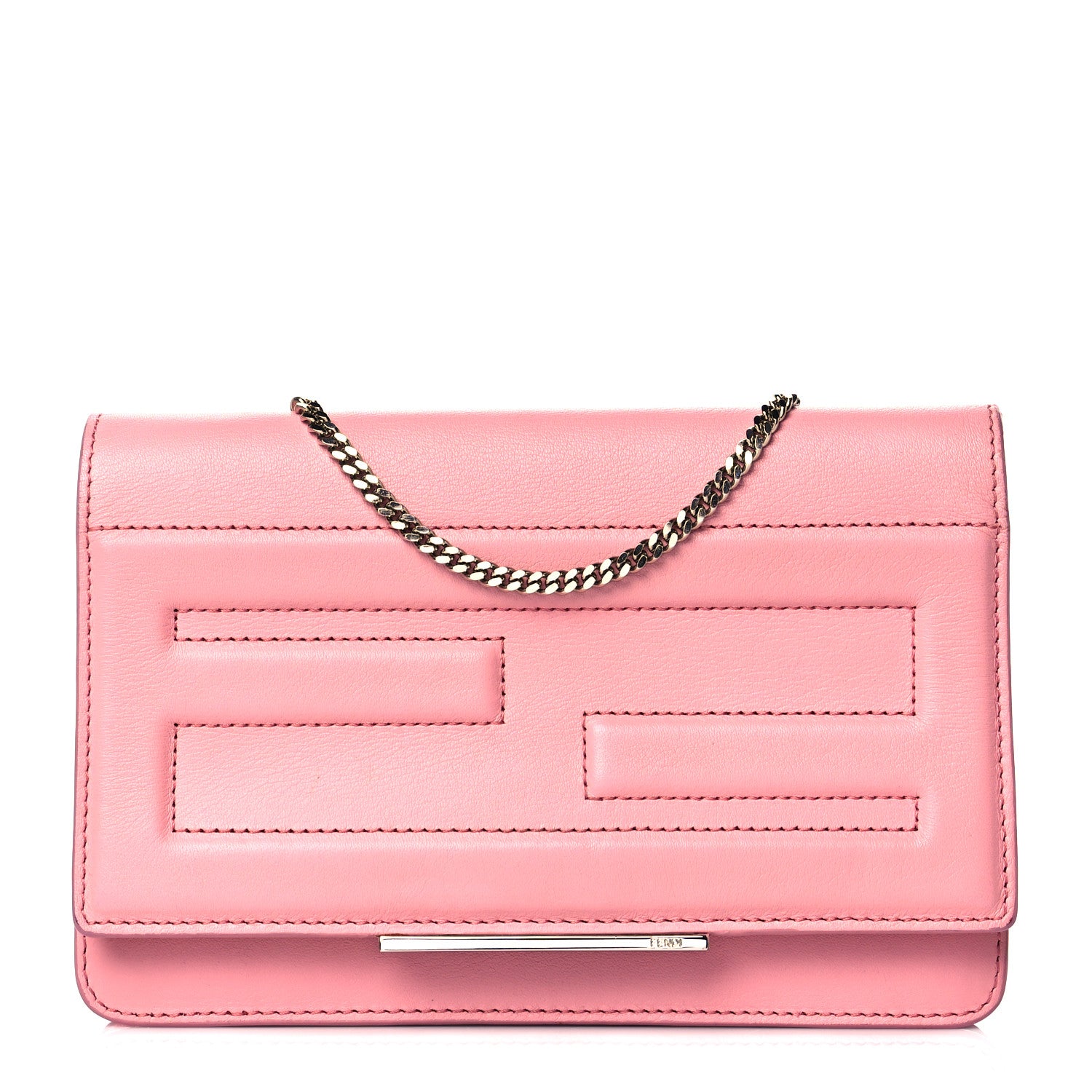 Fendi Vitello Flamingo Tube Wallet on Chain Pink 1 of 11