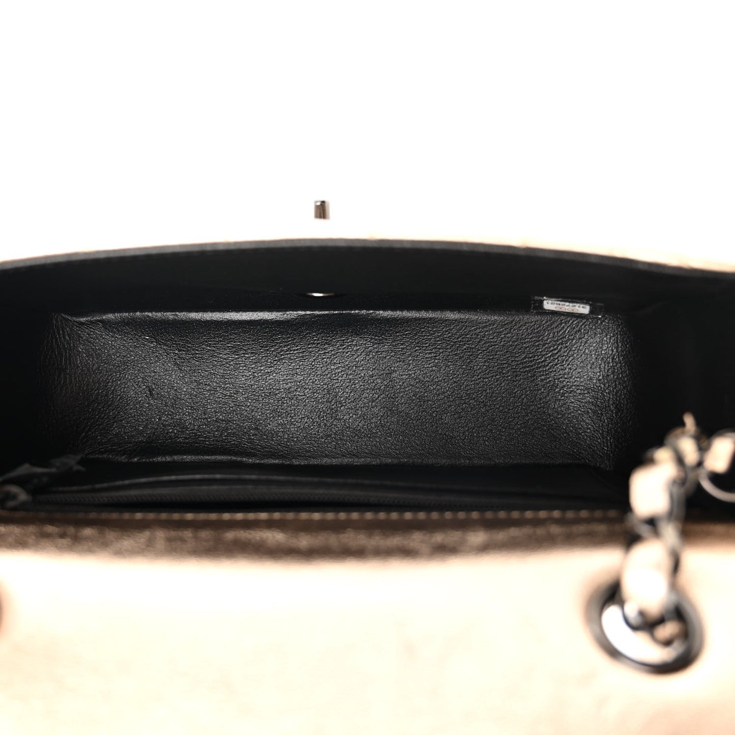 Metallic Lambskin Quilted Mini Rectangular Flap Gold Black
