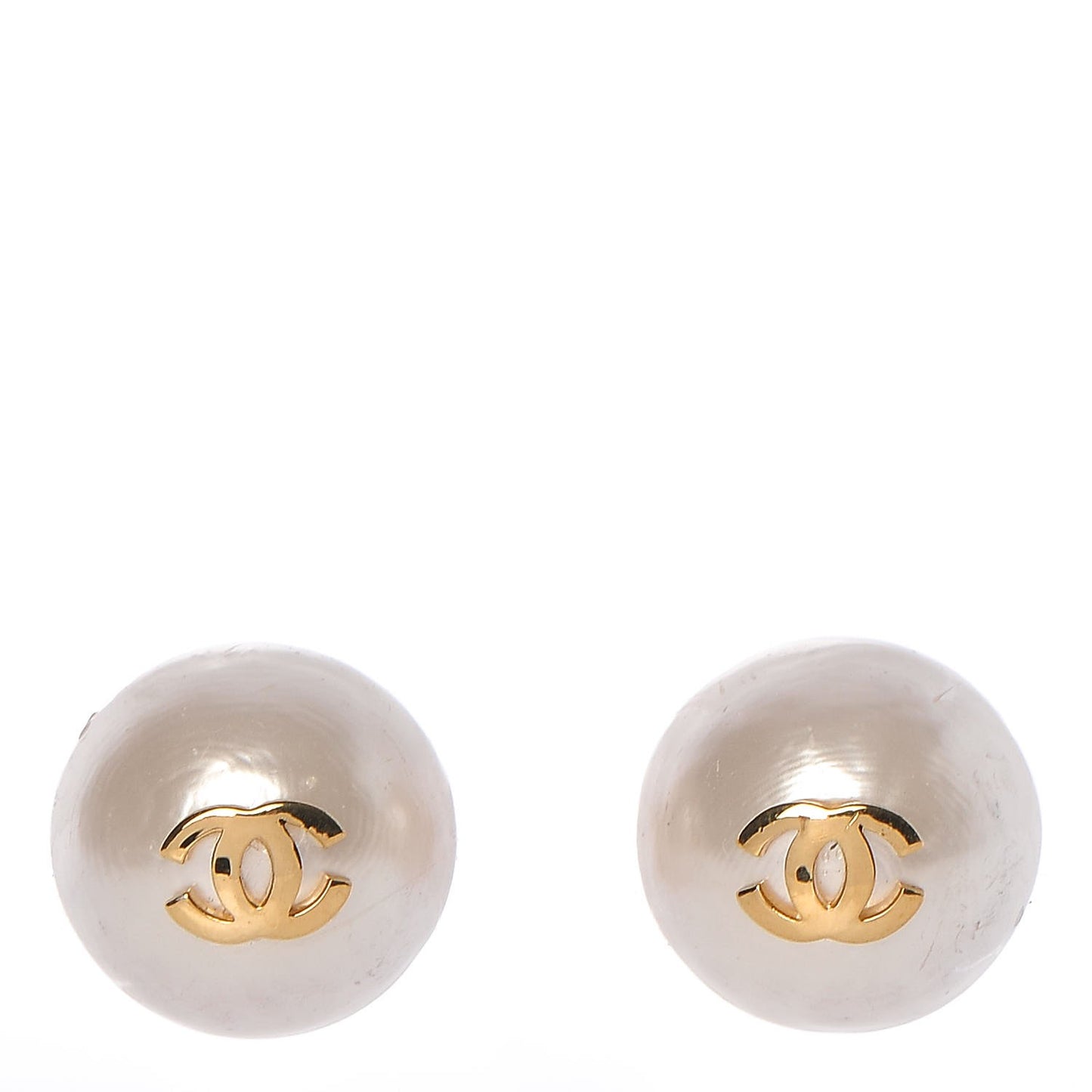 Pearl CC Clip On Earrings Gold
