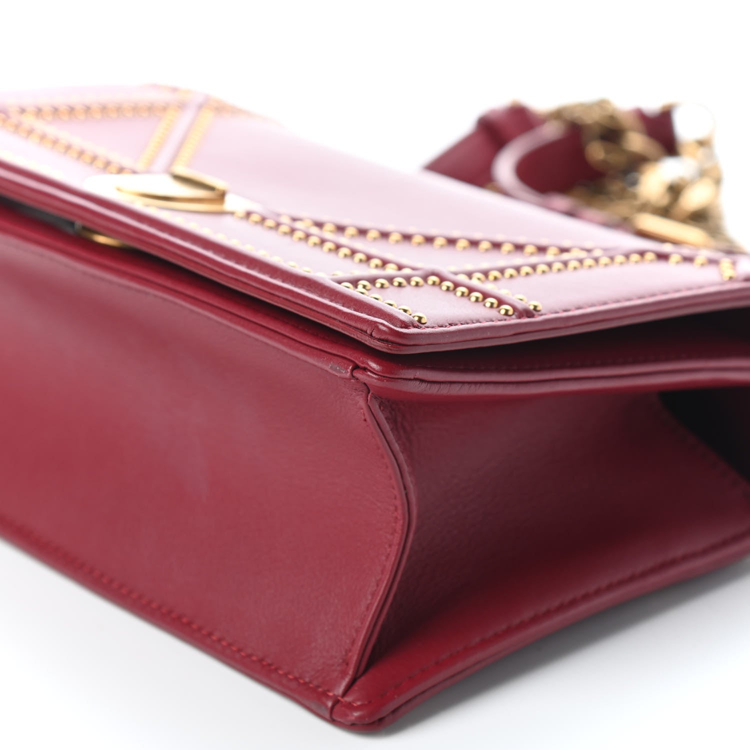 Christian Dior Calfskin Studded Medium Diorama Flap Bag Red 8 of 8