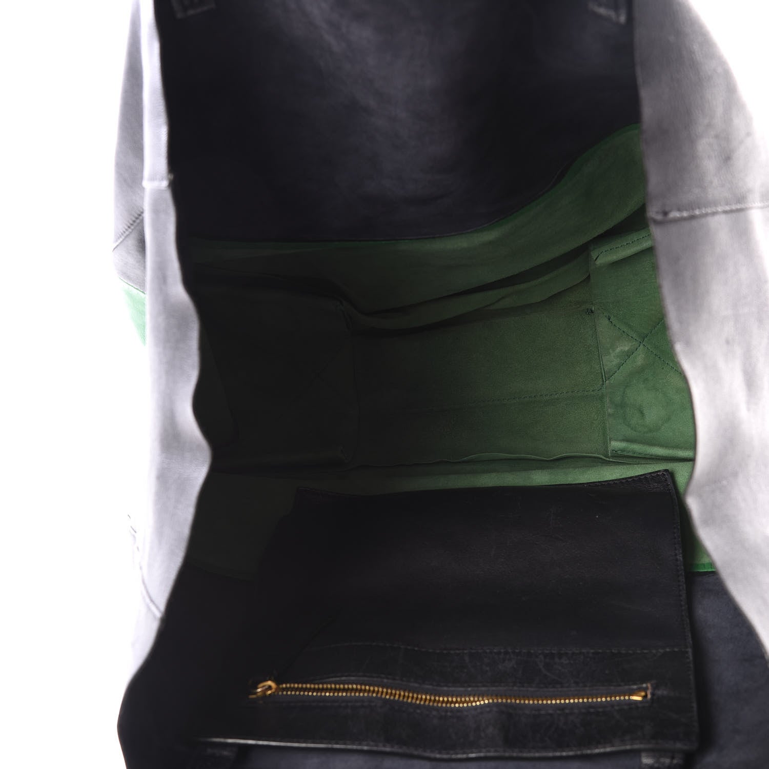 Celine Lambskin Horizontal Bi-Color Cabas Grass Navy 4 of 17