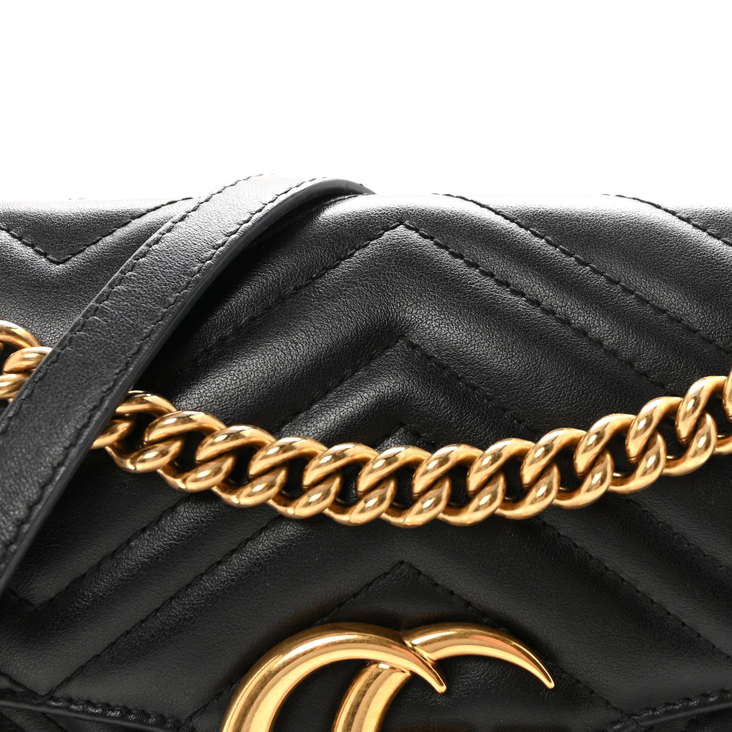 Gucci Calfskin Matelasse Small GG Marmont Shoulder Bag Black 8 of 10