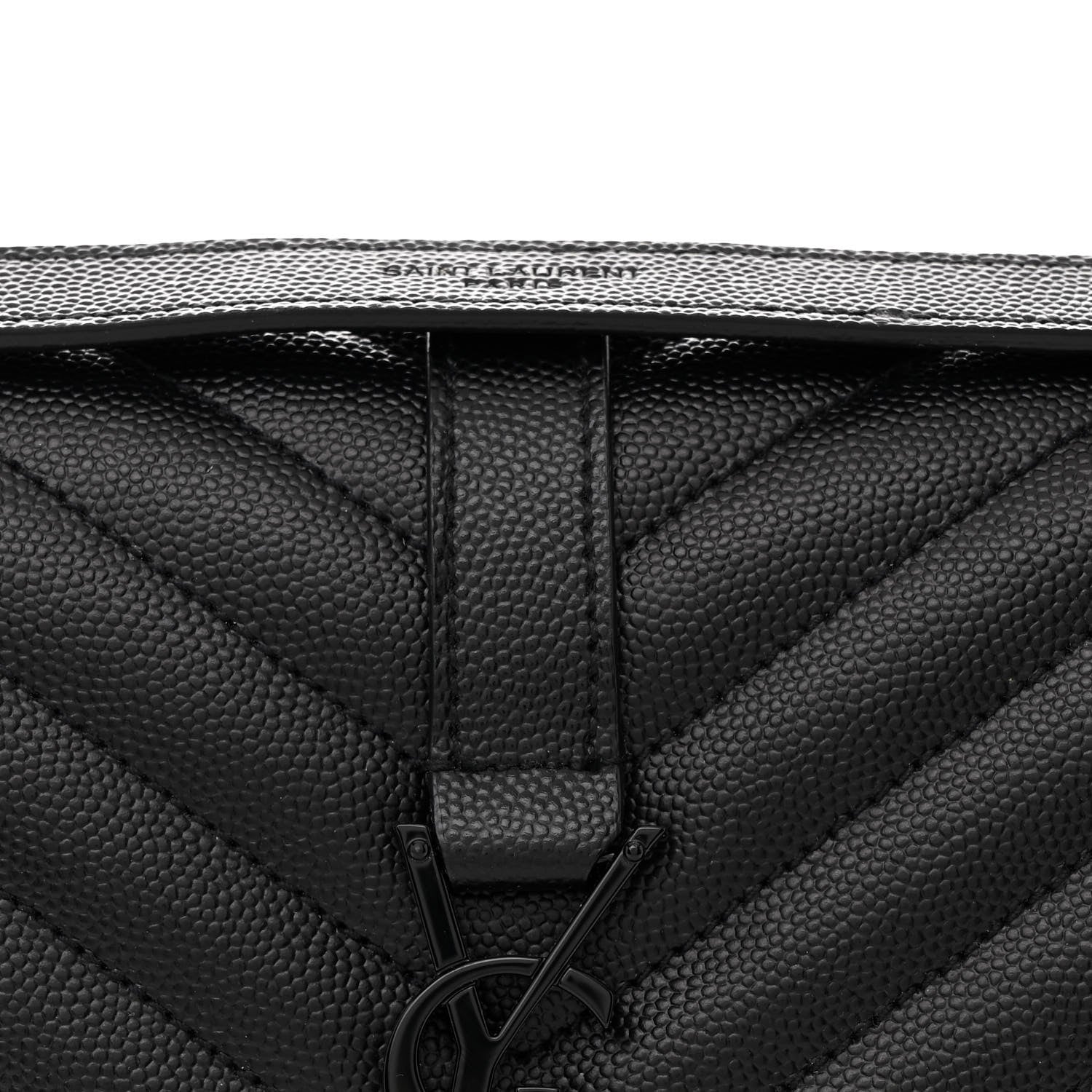 Saint Laurent Grain De Poudre Textured Mixed Matelasse Triquilt Medium Monogram Monochrome Satchel Black 8 of 10