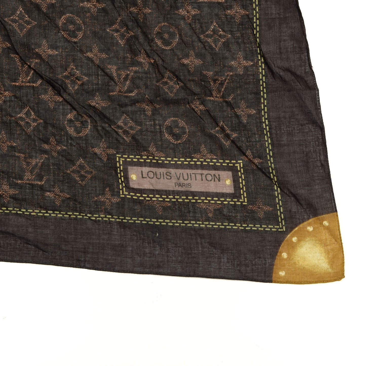 Cotton Denim Monogram Scarf Ebene