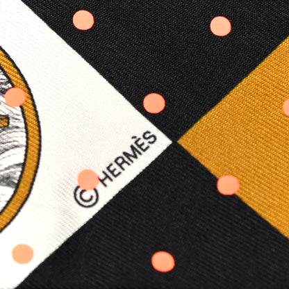 Hermes Silk Colliers Et Chiens Twilly Black Gold White 4 of 4