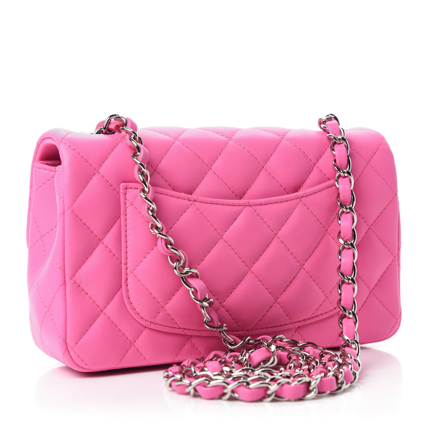Lambskin Quilted Mini Rectangular Flap Pink