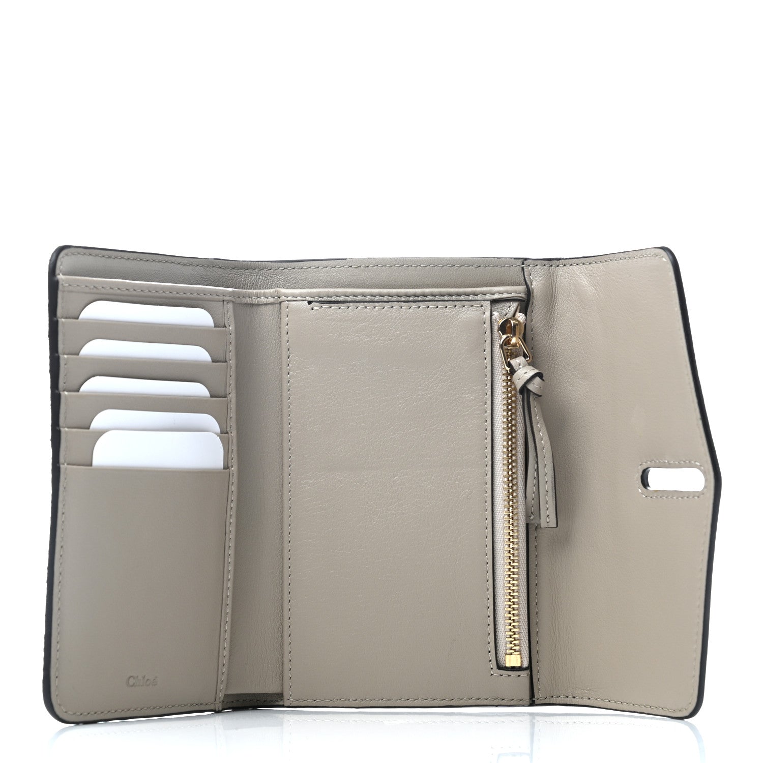 Chloe Calfskin Suede Circle C Compact Wallet Pastel Grey 4 of 7