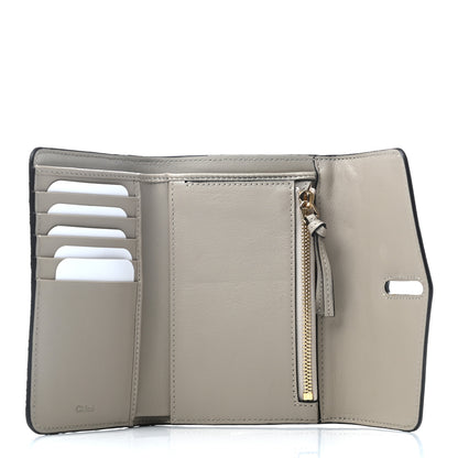 Chloe Calfskin Suede Circle C Compact Wallet Pastel Grey 4 of 7
