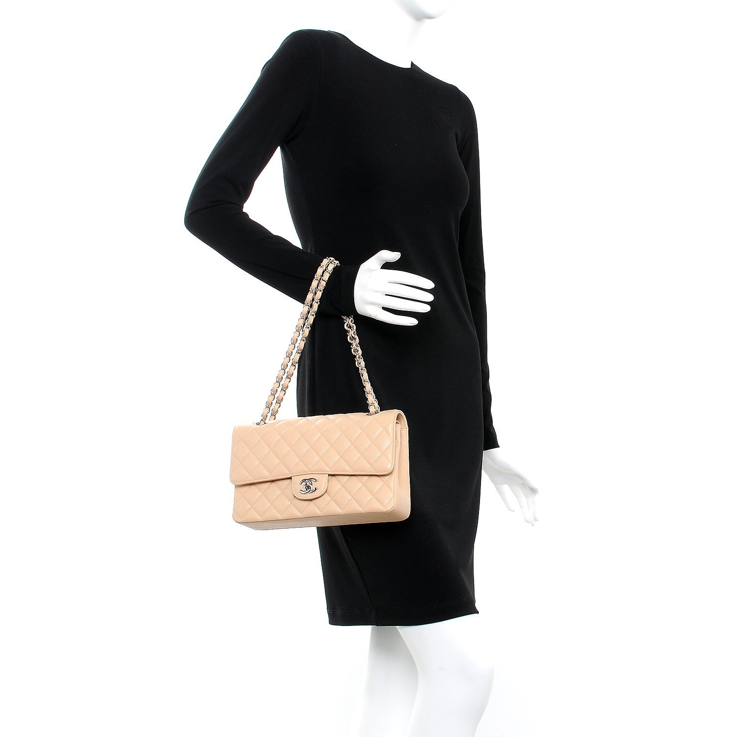 Chanel Caviar Quilted Medium Double Flap Beige Clair 3 of 8