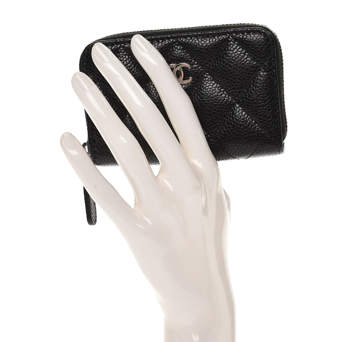 Caviar Quilted Zip Coin Purse Black