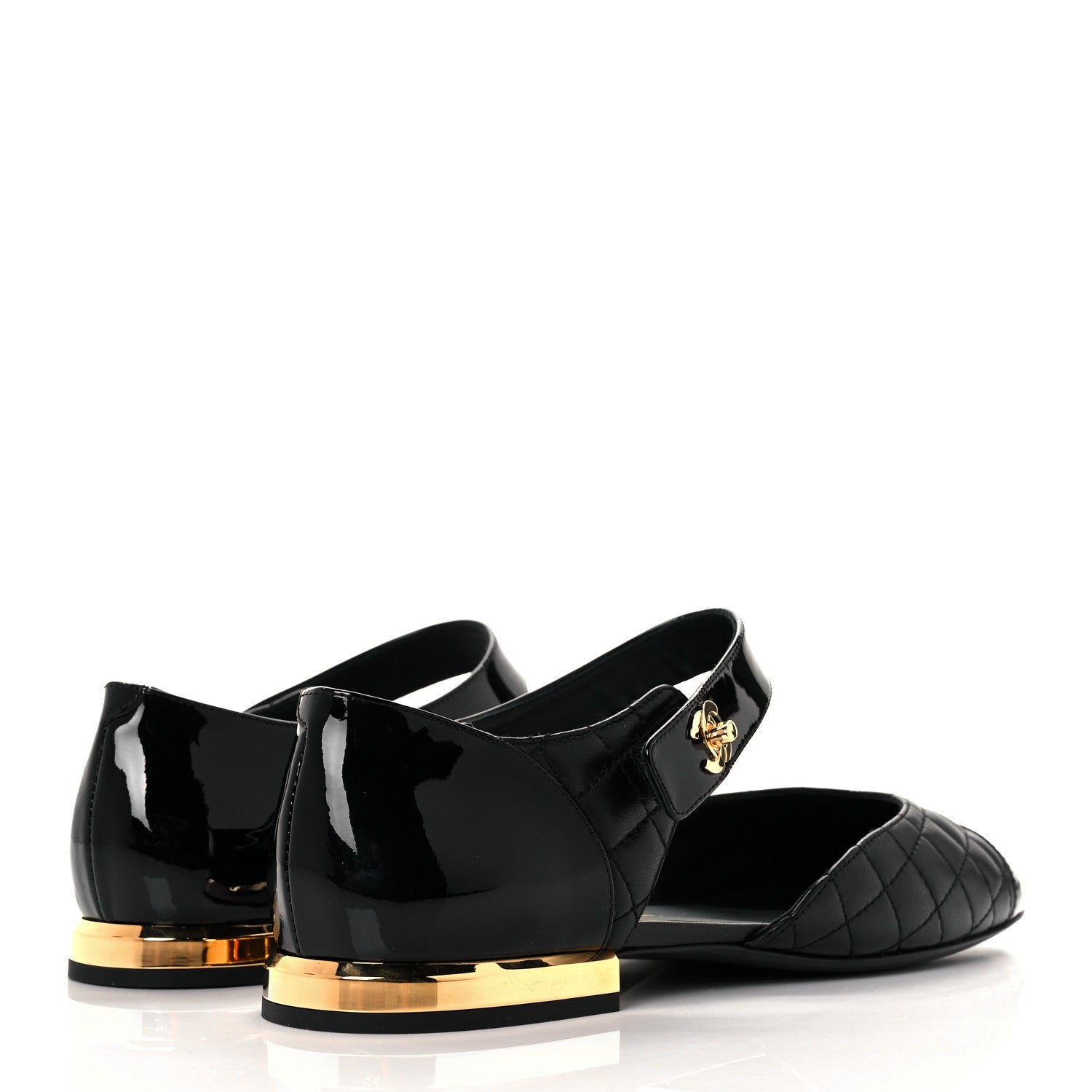 Chanel Patent Lambskin Quilted Cap Toe Ballerina Flats 39.5 Black 7 of 20
