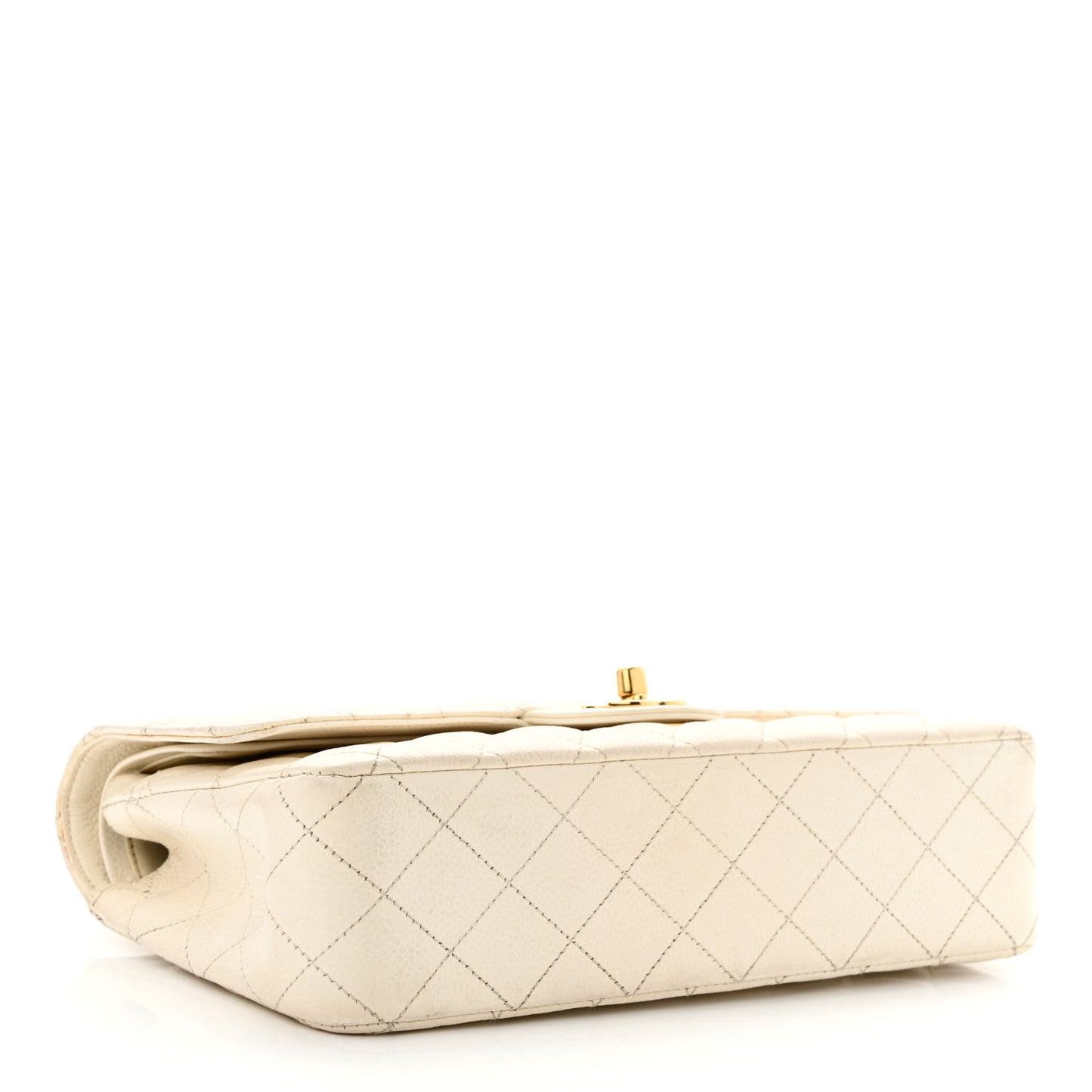 Caviar Quilted Medium Double Flap White