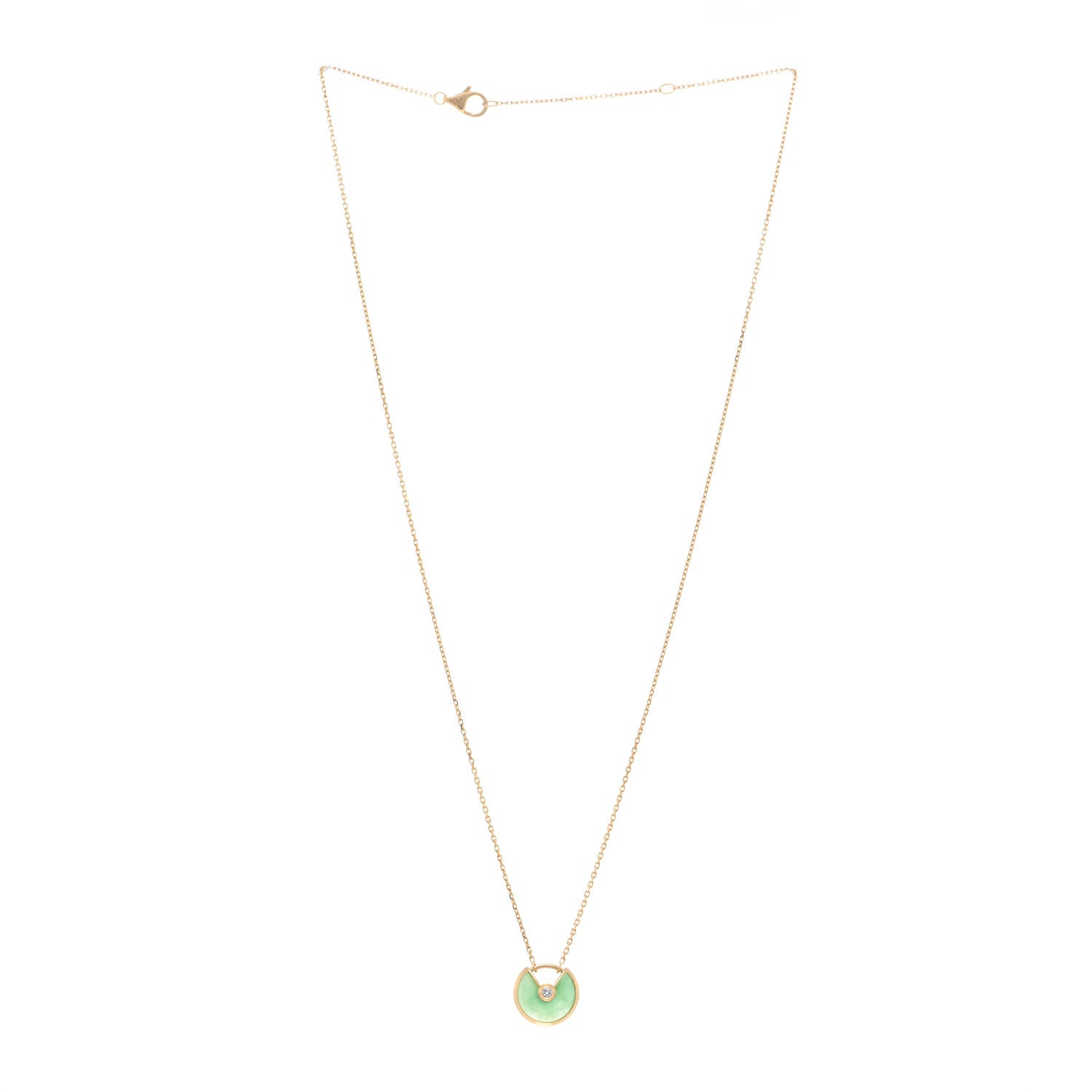 Cartier 18K Yellow Gold Diamond Chrysoprase XS Amulette de Cartier Pendant Necklace 3 of 4