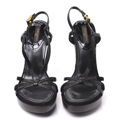 Louis Vuitton Lizard Suede Sandals 36.5 Black 3 of 8