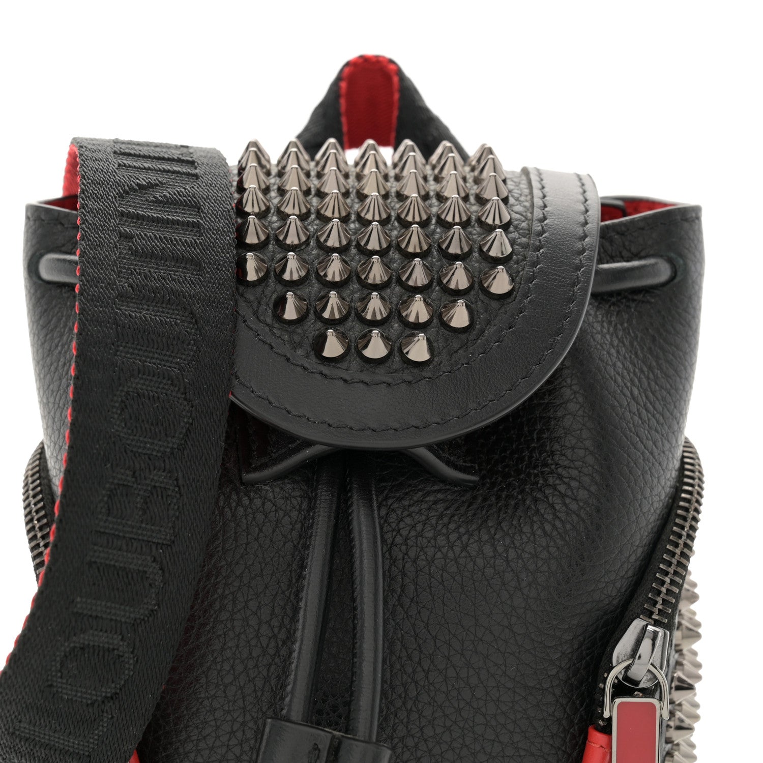 Christian Louboutin Calfskin Spiked Mini Explorafunk Keyring Bag Black 7 of 9