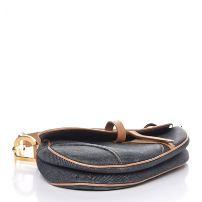 Christian Dior Denim Calfskin Saddle Bag Blue 4 of 9