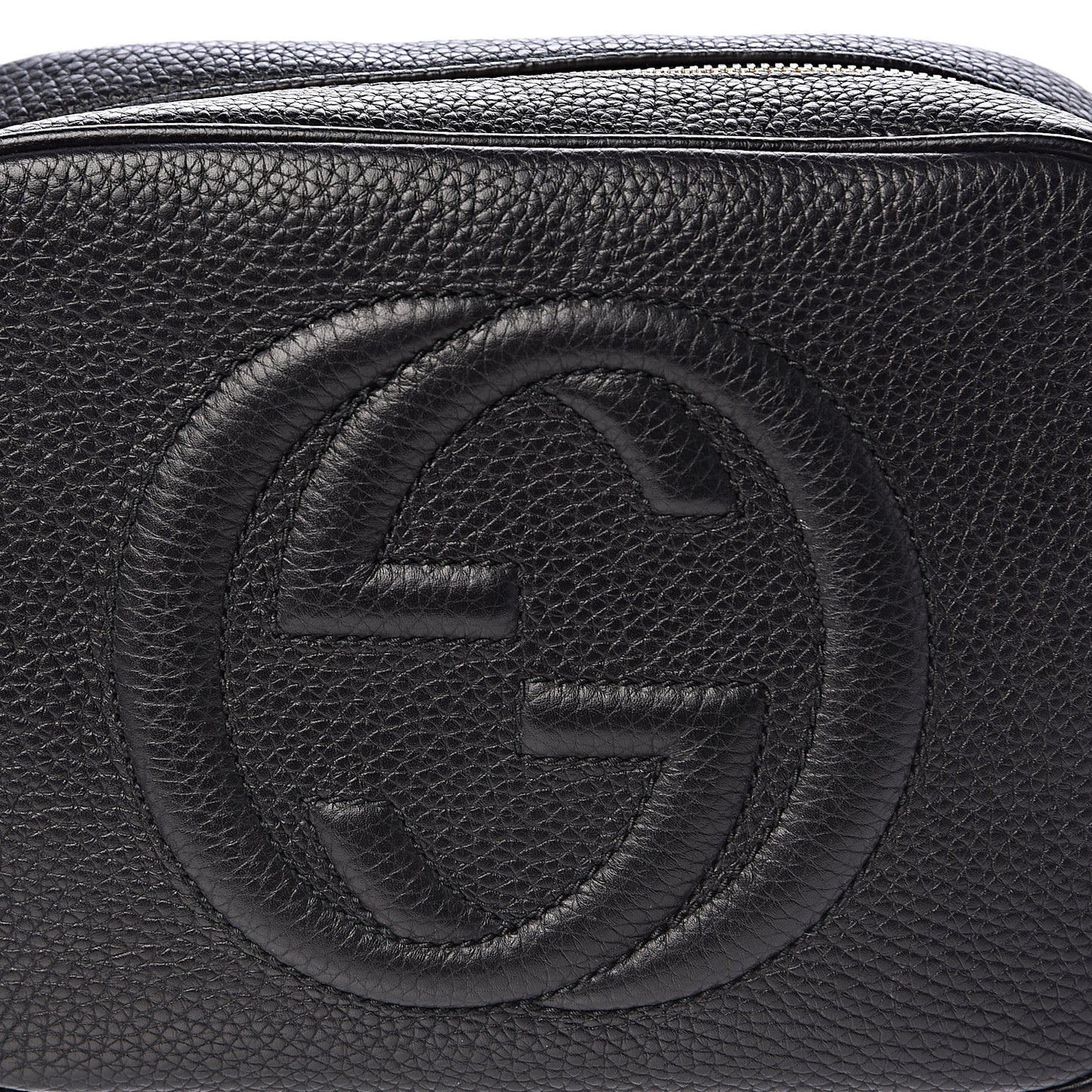 Pebbled Calfskin Small Soho Disco Bag Black