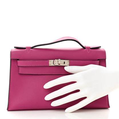 Hermes Swift Kelly Pochette Clutch Rose Pourpre 2 of 11