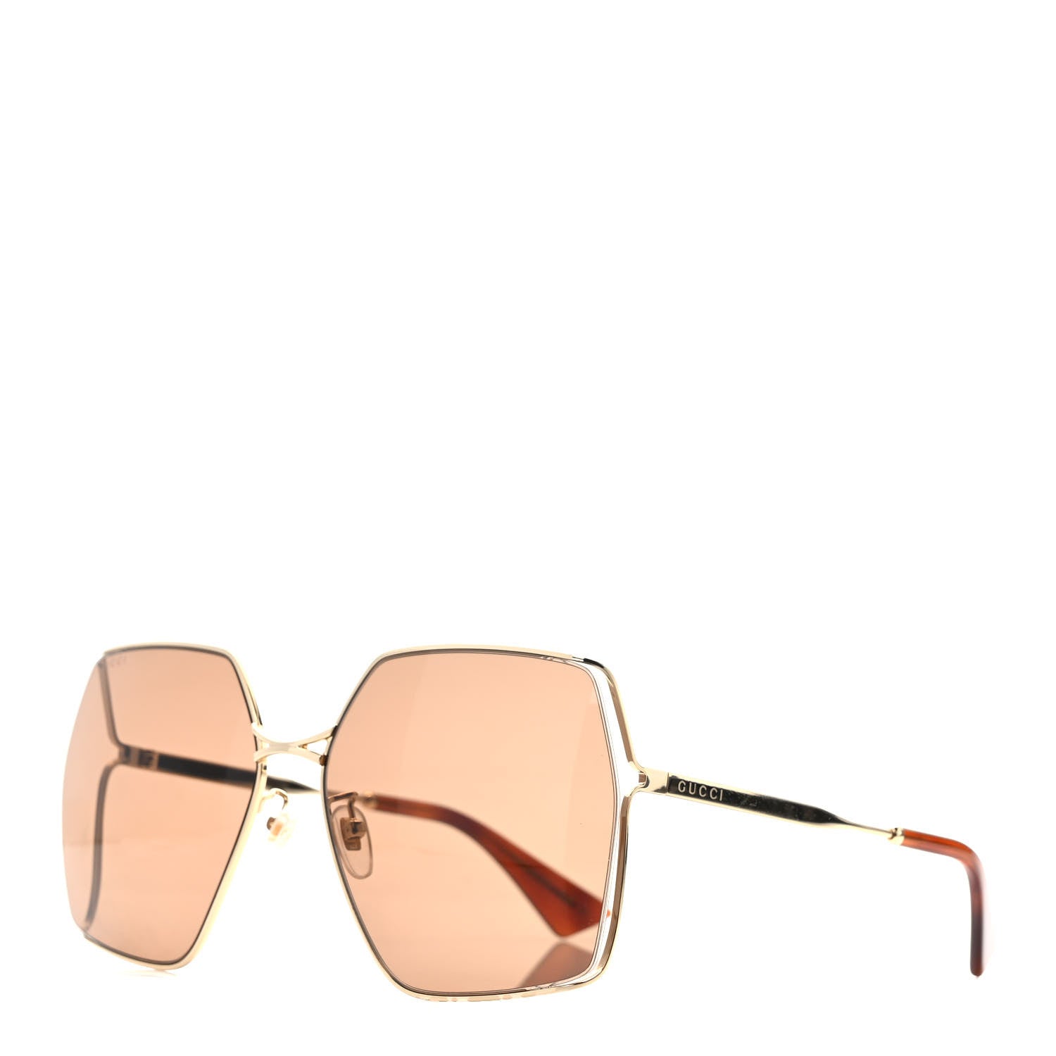 Gucci Metal Square Frame Sunglasses GG0817S Gold 1 of 8