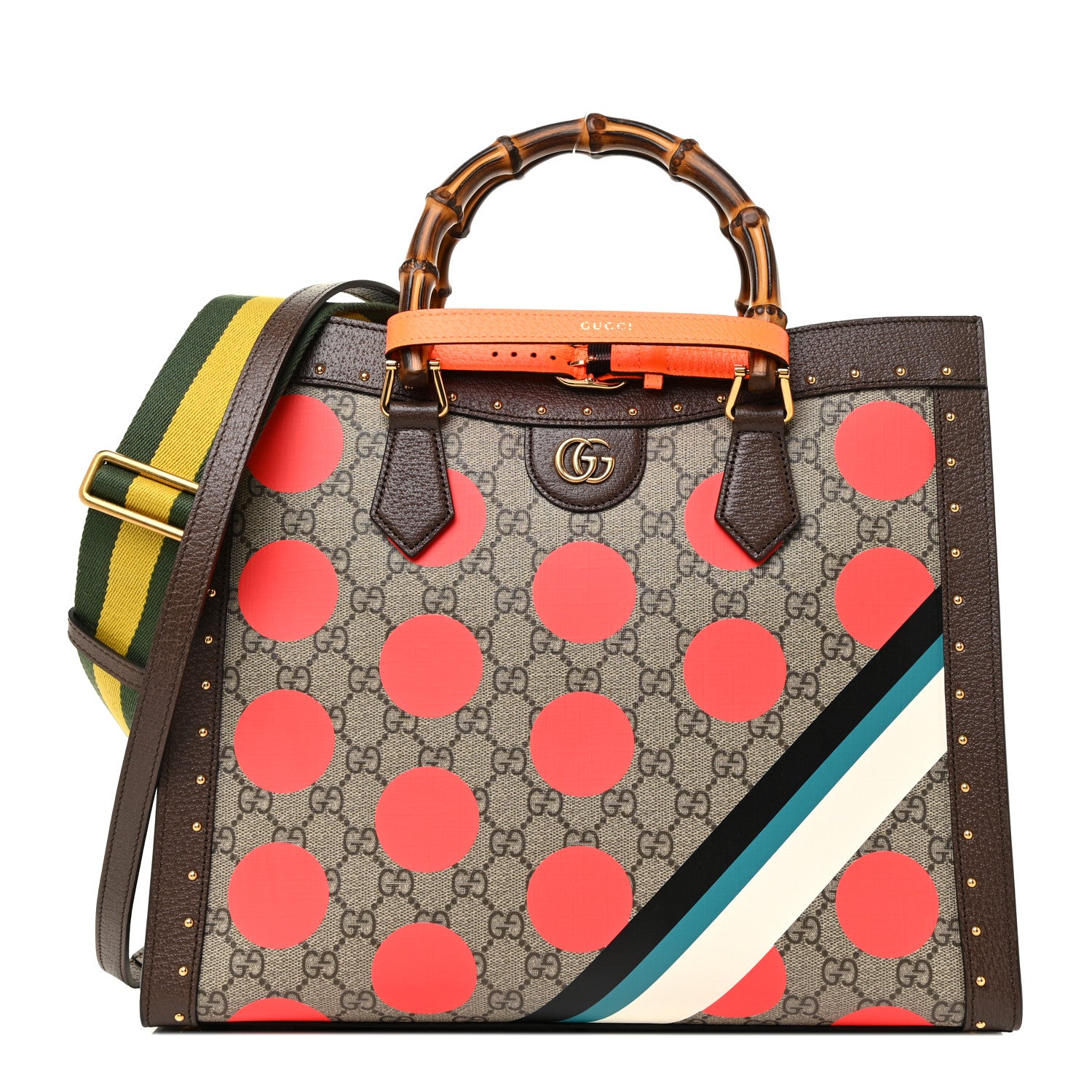 Gucci GG Supreme Monogram Equestrian Medium Diana Tote Bag Beige Multicolor New Acero 1 of 14