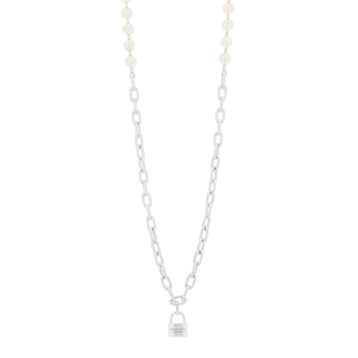 Sterling Silver Pearl HardWear Lock Necklace