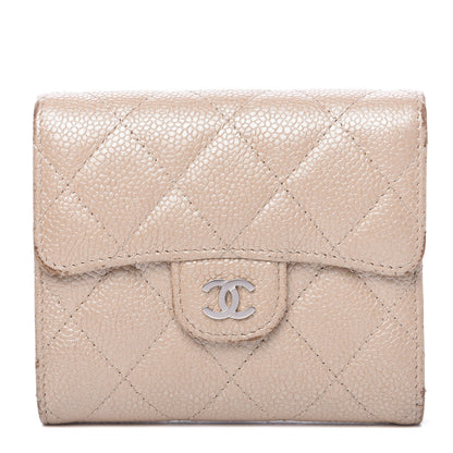 Chanel Iridescent Caviar Quilted Flap Card Holder Wallet Beige 1 of 13