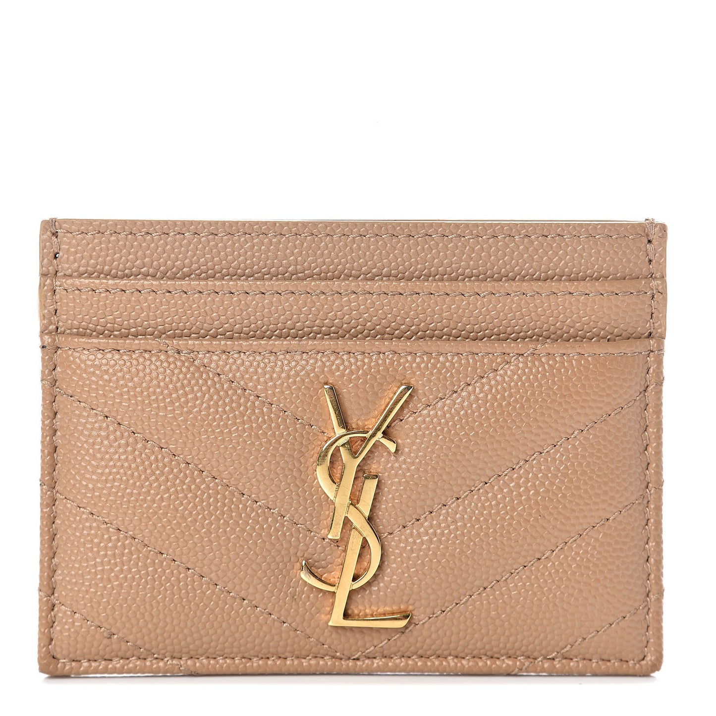 Grain De Poudre Matelasse Chevron Monogram Credit Card Case Cork