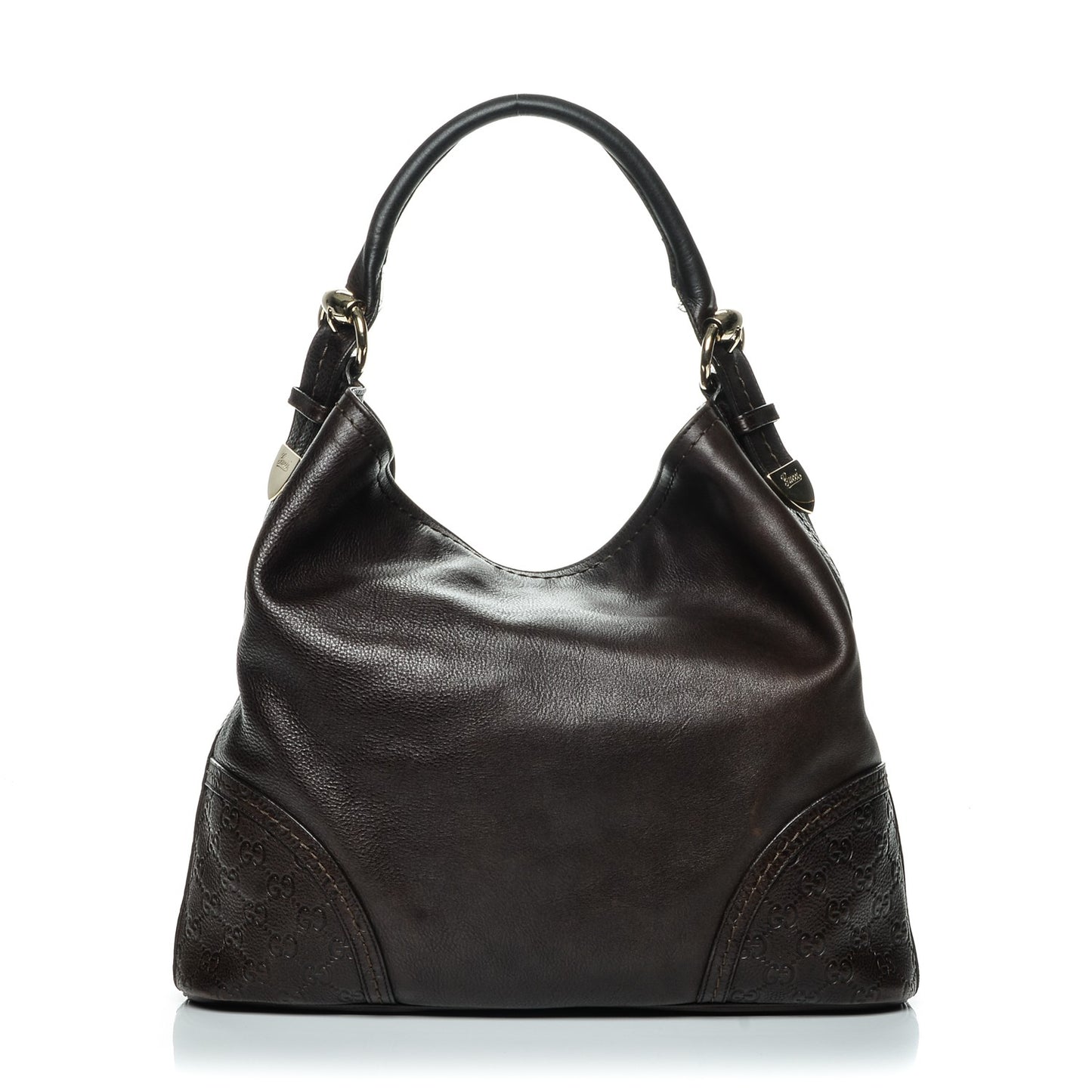 Calfskin Guccissima Trim Large Signoria Hobo Dark Brown