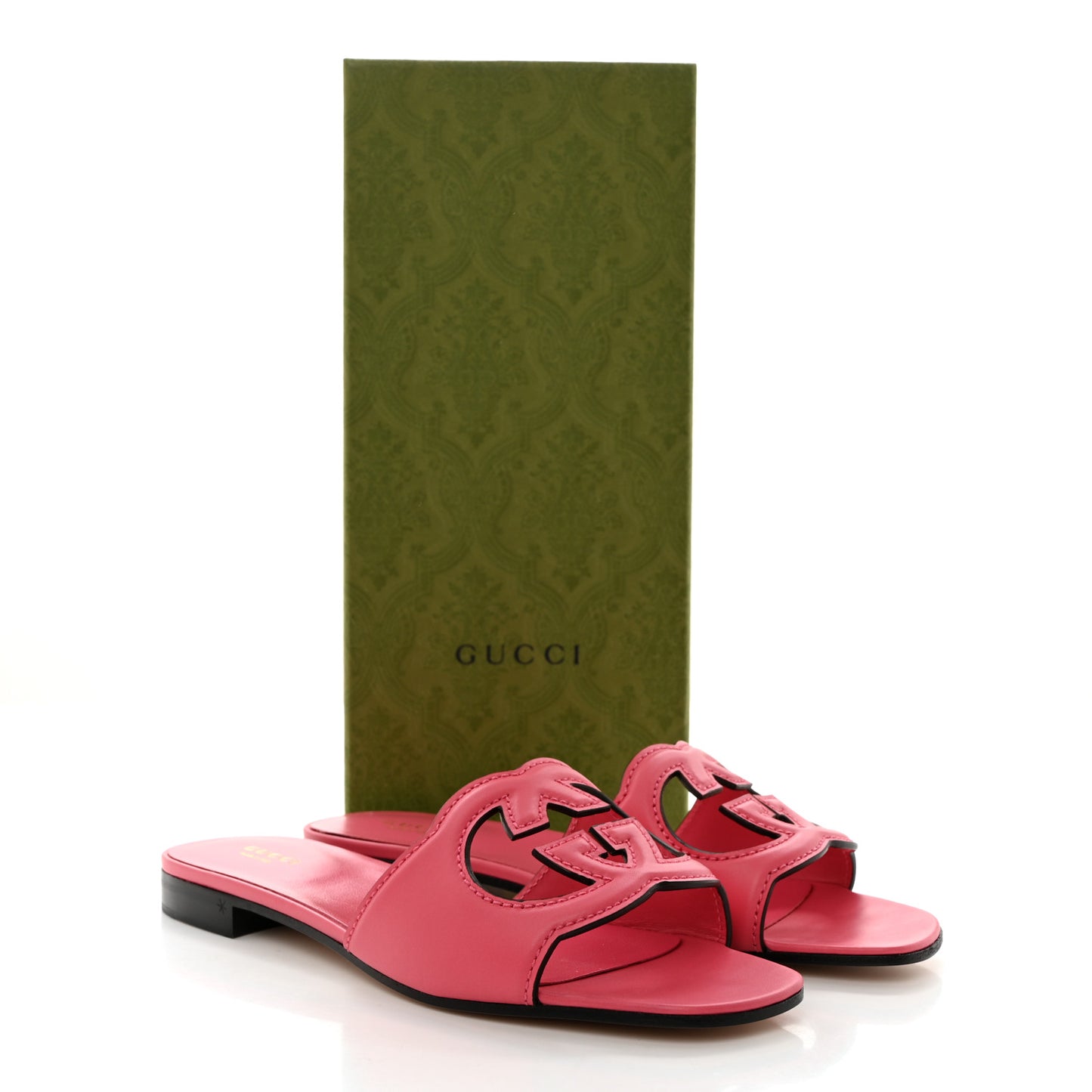Cosmos Softy Calfskin Interlocking G Cut Out Slide Sandals 39 Rhodamine Pink
