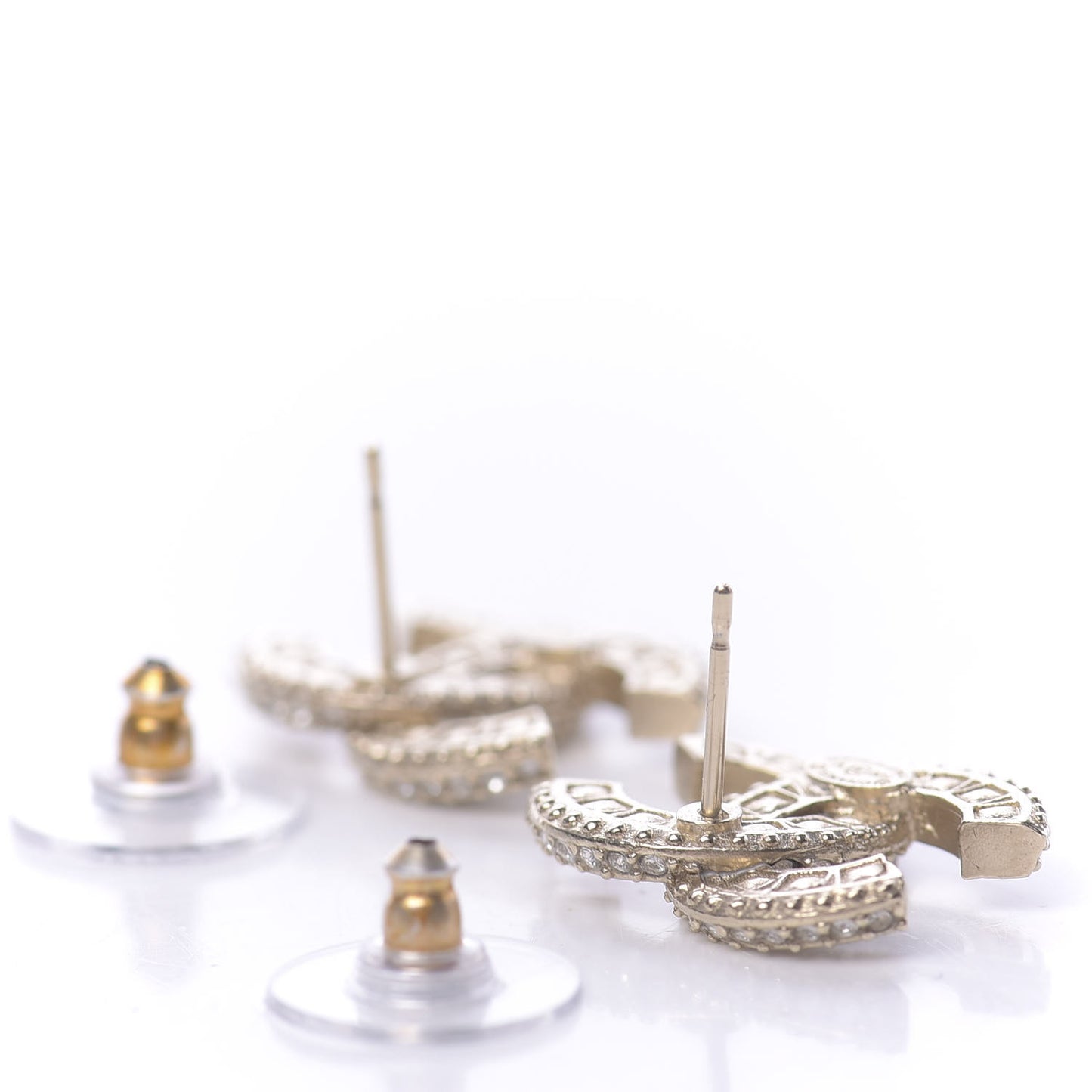 Crystal Timeless CC Earrings Light Gold