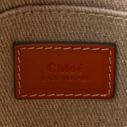 Chloe Cotton Calfskin Small Woody Ribbon Tote With Strap White Brown 6 of 11