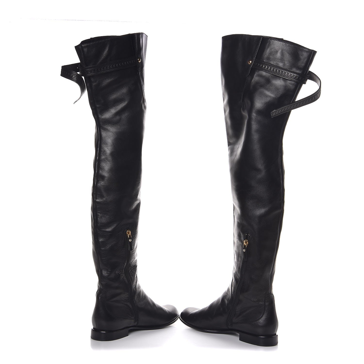 Louis Vuitton Calfskin Knee High Flat Boots 40 Black 5 of 8