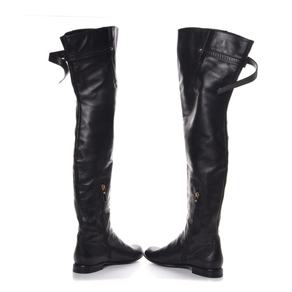 Louis Vuitton Calfskin Knee High Flat Boots 40 Black 5 of 8