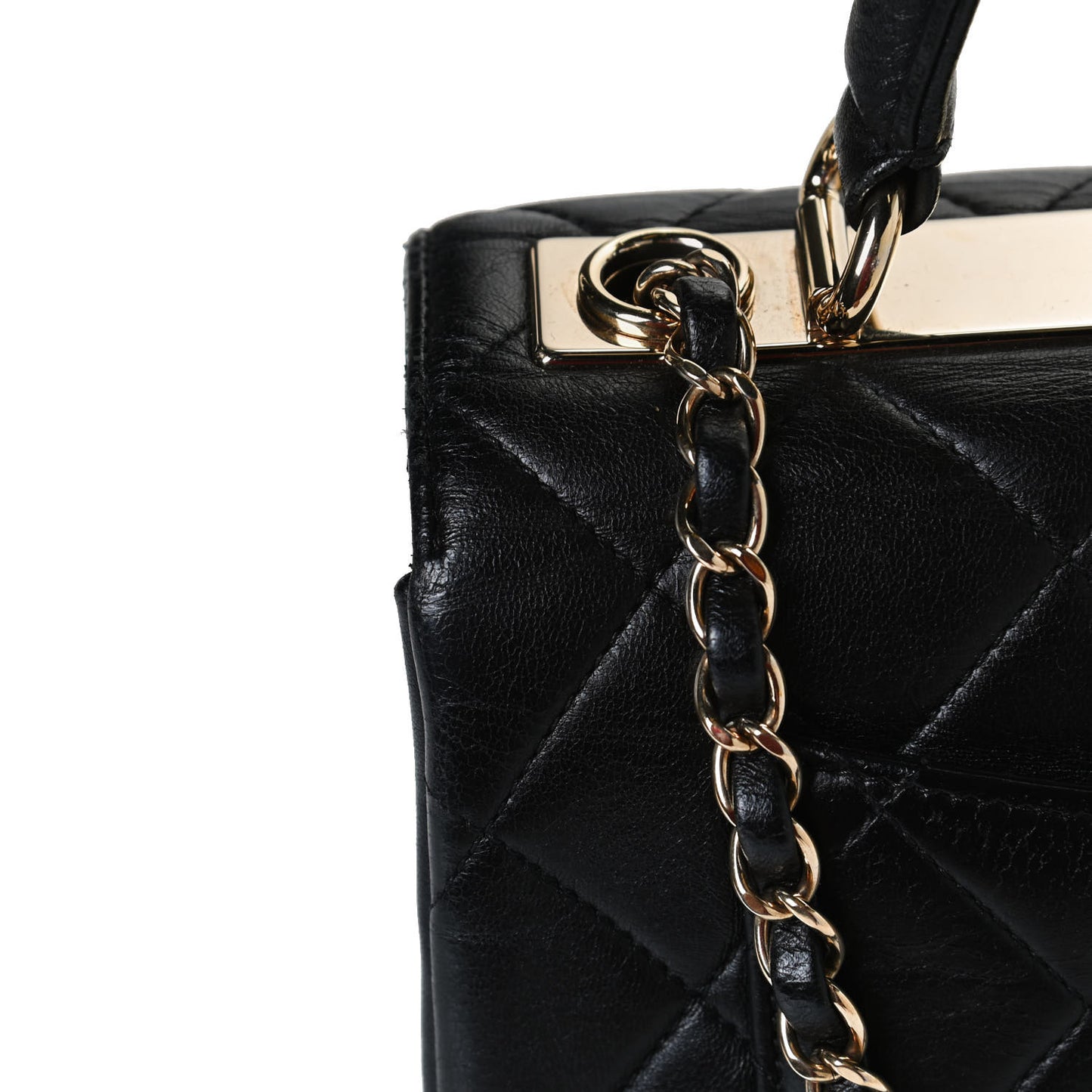 Lambskin Quilted Small Trendy CC Dual Handle Flap Bag Black