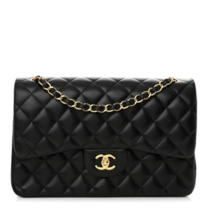 Chanel Lambskin Quilted Jumbo Double Flap Black 1 of 14