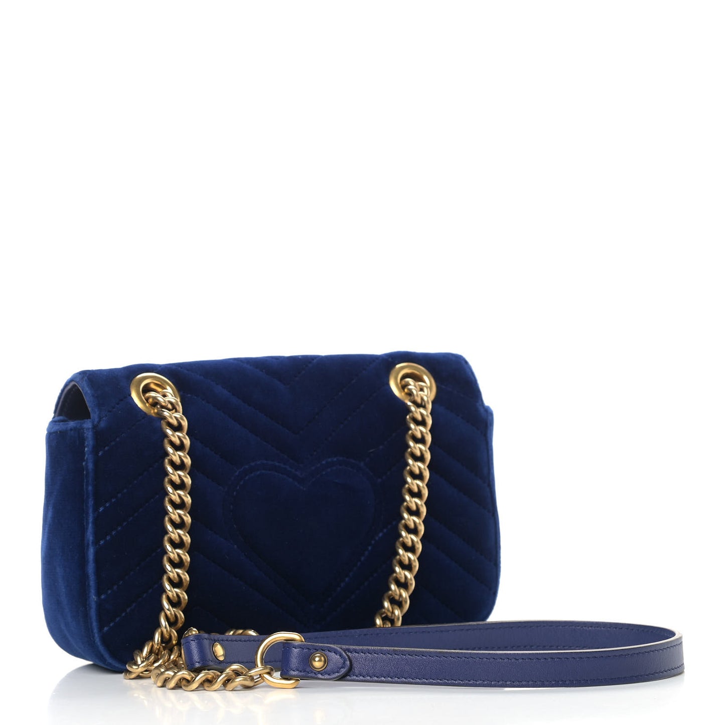 Velvet Matelasse Mini GG Marmont Shoulder Bag Cobalt Blue